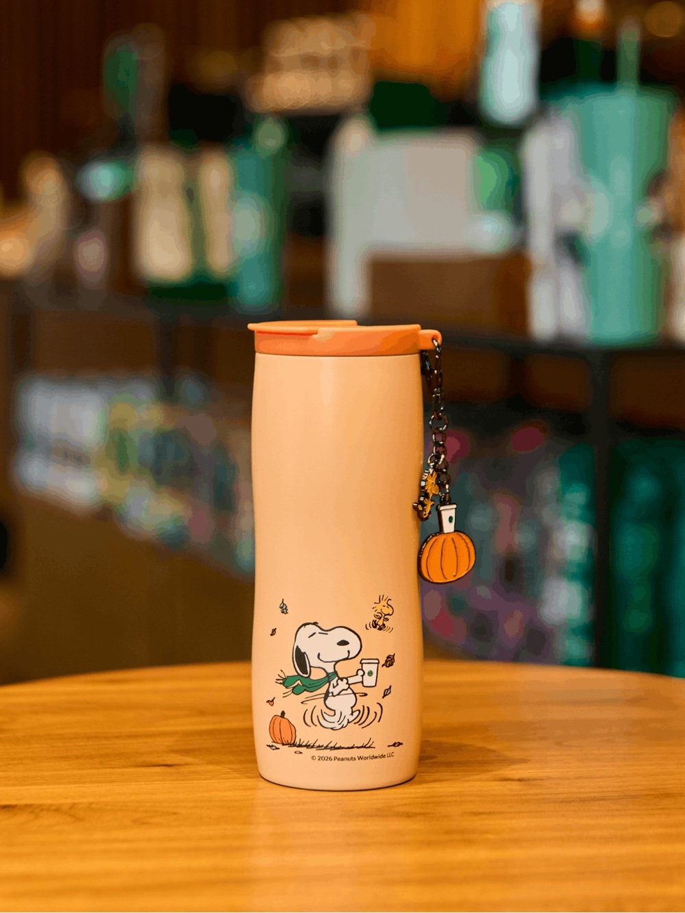 Authentic Starbucks x Peanuts Snoopy & Woodstock Orange Pumpkin Tumbler NWT - Picture 2 of 6